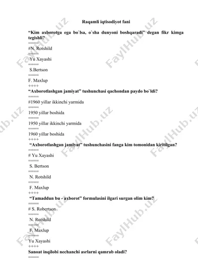 raqamli iqtisodiyot fani — DOCX