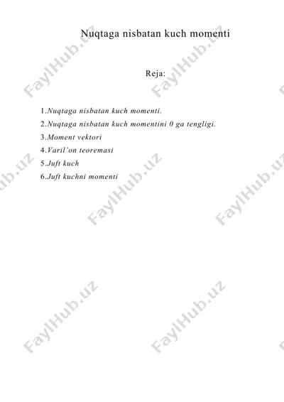 nuqtaga nisbatan kuch momenti — DOC