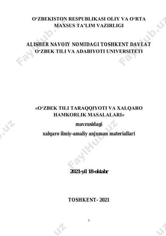 hududlarning dialectal tabiati ham bafurja bayon qilingan. kalit so‘zlar: elektron platforma, sheva, dialekt, korpus, bir tilli korpus, shevalar platformasi, dialektal matnlar korpusi, keywords: electronic platform, dialect, corpus, monolingual corpus, dialect platform, dialectal text corpus keyingi yillarda o‘zbek tilshunosligining turli tarmoqlarini to‘liq yoritishga bag‘ishlangan qator izlanishlar olib borilmoqda. zamonaviy axborot texnologiyalari tilning funksional imkoniyatlaridan foydalanish borasida benihoya keng qulayliklar eshigini ochdi. kompyuter tarjimasi, tahriri, tahlili, elektron lug‘atlar va tezaurus(til xazinasi)lar fikrimiz tasdig‘idir. ayniqsa, zamonaviy elektron lug‘atlar tuzish va ulardan foydalanish madaniyatini shakllantirish til imkoniyatini kengaytirishda muhim ahamiyatga ega. bu borada til korpusini yaratish hamda korpus lingvistikasini rivojlantirish tilshunoslik, til o‘qitish metodikasi sohalaridagi dolzarb masalalardan biri hisoblanadi. istiqlol yillarida kompyuter lingvistikasida avtomatik tarjima, sun’iy intellektning o‘zbek tilini tushunish va qayta ishlashiga erishish borasida qator tadqiqotlar amalga oshirilgan bo‘lsa ham, korpus lingvistikasi yaxlit tarzda, monografik planda o‘rganilmagan. binobarin, barcha ilmiy yo‘nalishlar qatorida tilshunoslikda ham “...ilmiy va ijodiy izlanishlarni har tomonlama qo‘llab- quvvatlash, ular …