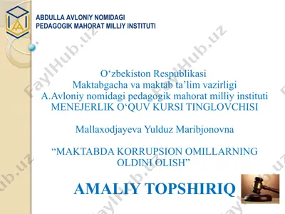 menejerlik o‘quv kursi tinglovchisi — PPTX