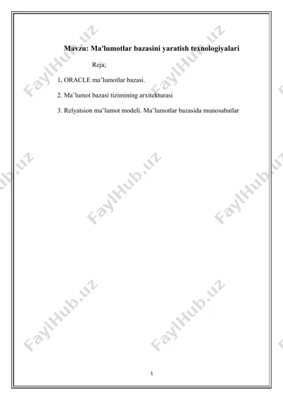 oracle ma’lumotlar bazasi — DOCX