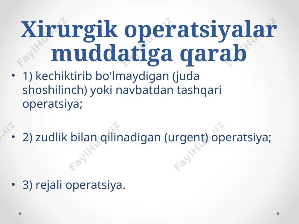 xirurgik operatsiya turlari. operatsiya oldi va keyingi davrlar - Page 4