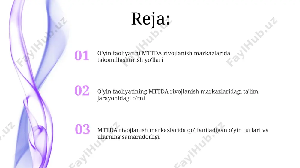 jlanish darajasini 5 ball shkalasi bo'yicha baholash mumkin. mttda rivojlantirish markazlarida o'yin faoliyatining ahamiyati mttda rivojlantirish markazlarida o'yin faoliyati bolalarning kognitiv rivojlanishini 20% ga, ijtimoiy-emotsional ko'nikmalarini esa 15% ga oshirishi mumkinligini tadqiqotlar ko'rsatmoqda. mttda markazlarida qo'llaniladigan turli xil o'yinlar (5 dan ortiq turdagi o'quv o'yinlari) bolalarning yosh va rivojlanish darajasiga moslashtirilgan holda, individual ehtiyojlarini qondiradi. o'yinlarning turli xillari va ularning ta'limdagi rol mttda markazlarida qo'llaniladigan o'yinlarning 70% dan ortig'i amaliy bilimlarni mustahkamlashga, qolgan 30% esa nazariy bilimlarni o'zlashtirishga qaratilgan bo'lib, bu ta'lim jarayonining samaradorligini oshiradi. interaktiv o'yinlar, jumladan, 5 yoshdan 10 yoshgacha bo'lgan bolalar uchun mo'ljallangan kompyuter o'yinlari, mttda ta'lim dasturlarida bolalarning raqamli savodxonligini va texnologiyalardan foydalanish ko'nikmalarini rivojlantirish uchun qo'llaniladi. o'yin faoliyatini rejalashtirish va tashkil etish samarali o'yin faoliyatini tashkil etish uchun zarur bo'lgan materiallar va jihozlarni (masalan, 20 dona rangli kubiklar, 15 ta rasmlar to'plami) oldindan tayyorlash muhim ahamiyatga ega. o'yin faoliyatini rejalashtirishda bolalarning yosh xususiyatlari va rivojlanish …