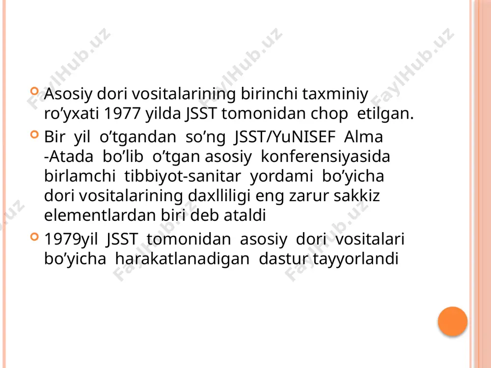 ro‘yxati asosan markaziy nerv tizimiga ta’sir qiluvchi dori vositalar psixotrop dori vositalari analgetik vositalar asosan periferik xolinergik jarayonlarga ta’sir qiluvchi dori vositalar asosan oftalmologiyada qo‘llaniladigan vositalar allergiyaga qarshi vositalar asosan sezuvchi (afferent) nerv oxirlari sohalariga ta’sir qiluvchi vositalar balg‘am ko‘chiruvchi vositalar yurak-qon tomir vositalari diuretik va antidiuretik vositalar bachadon mushaklarini stimullovchi vositalar kontratseptivlar endokrin tizimi patologiyalarini davolash uchun qo‘llaniladigan vositalar vitaminlar va ularning hosilalari kalsiy kanallari blokatorlari dofamin va dofaminergik vositalar antigipoksantlar va antioksidantlar trombotsitlar aggregatsiyasi va qon ivishiga ta’sir qiladigan vositalar me’da-ichak tizimi patologiyalarini davolash uchun qo‘llaniladigan vositalar fermentlar va antiferment vositalar plazma o‘rnini bosuvchilar va tuzli eritmalar, erituvchilar kislota-ishqoriy holatni va ionlar mutanosibligini to‘g‘rilovchi vositalar eritropoezni stimullovchi vositalar profilaktik va epidemiyaga qarshi vositalar antibakterial sintetik vositalar silga qarshi vositalar viruslarga qarshi vositalar parazitlarga va protozoylarga qarshi vositalar antiseptik vositalar o‘smaga qarshi vositalar tashxis vositalar periferik adrenergik jarayonlarga ta’sir qiluvchi vositalar infeksion kasalliklarni davolash va profilaktikasida qo‘llaniladigan vositalar alkogolizm …