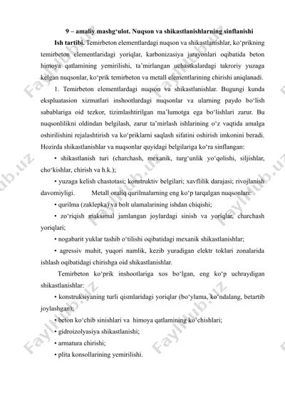 amaliy mashg‘ulot. nuqson va shikastlanishlarning sinflanishi — DOCX