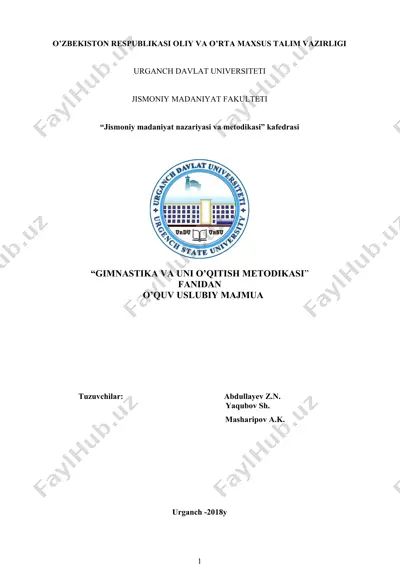 gimnastika va uni o’qitish metodikasi — DOC