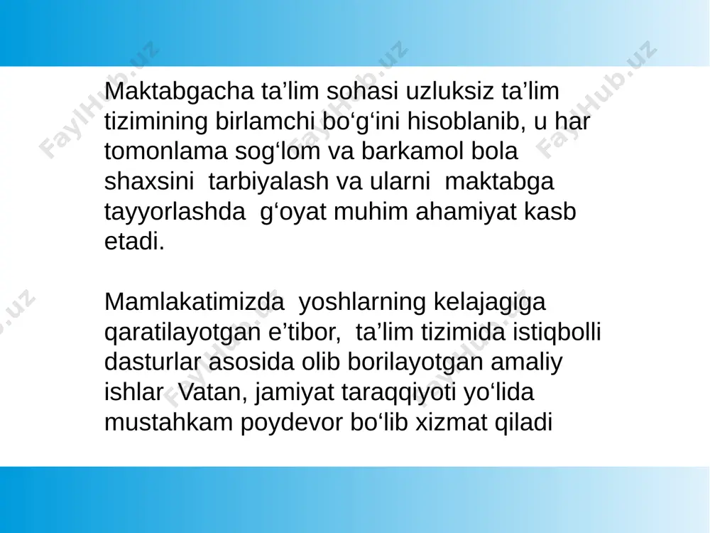 abul qilingan “o‘zbekiston respublikasi mustaqilligining yigirma to‘qqiz yilligi munosabati bilan fan, ta’lim, adabiyot, madaniyat, san’at va ommaviy axborot vositalari sohalari xodimlaridan bir guruhini mukofotlash to‘g‘risida”gi farmoni e’lon qilindi. ana shunday sharafga loyiq ko‘rilganlar orasida “sog‘lom turmush” medali bilan payariq tumanidagi “manzurabonu” nodavlat maktabgacha ta’lim muassasasi rahbari barno tuganovaning ham borligi butun samarqandliklarni ham benihoyat shodlantirib yubordi. ha, bugun barno opaning iste’dodi, yutuqlari, latofati dillarni quvontirayapti, ko‘ngillarda havas uyg‘otmoqda. albatta, bunday mukofot o‘z-o‘zidan bo‘lgani yo‘q. buning zamirida tinimsiz mehnat, mas’uliyat yotibdi. barno opa bolajonlar bilan ishlashdek mas’uliyatli vazifani bajarish uchun ko‘p o‘qigan, ko‘p narsani biladi. ishining murakkabligidan, qiyinchiligidan cho‘chiydiganlardan emas. bu borada el xizmatidan charchamaydi. 2019 yilda “manzurabonu” nodavlat maktabgacha ta’lim muassasini ishga tushirgan bo‘lsa, 2020 yilda “guliston” mahallasidan “davlatbek ko‘z munchoq” nodavlat maktabgacha ta’lim muassasasini foydalanishga topshirdi. bugun bu maskanlarda 250 nafar bolajonlar, 48 nafar tarbiyachilar ko‘magida miriqib ta’lim-tarbiya olishmoqda. ilk qadam” dasturini ta’lim-tarbiya jarayonga tadbiq etish, dasturni to‘laqonli ishlab …