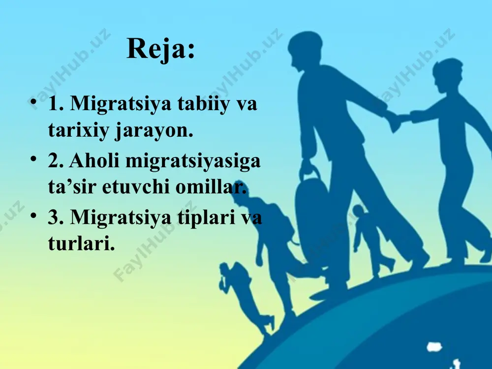 avbatida nikoh jarayoniga, oilalar miqdorining oshib borishiga, tug‘ilish jarayoniga ijobiy ta’sir ko‘rsatadi. aholi ko‘chib ketayotgan hududlarda esa yoshlar salmog‘i, jami aholi tarkibida kamayib boradi, mehnat yoshidan katta bo‘lgan aholi salmog‘i esa ortib borib, hududning demografik holatiga salbiy ta’sir ko‘rsatadi. aholining bir ijtimoiy-iqtisodiy muhitdan ikkinchi muhitga o‘tishi uning demografik mayliga ham (nikohga kirish va oila qurishga, oiladagi farzandlar soniga, oila mustahkamligiga munosabati va h.k.) bevosita ta’sir etadi. shuningdek, aholi migratsiyasi mehnat resurslari shakllanishida ham muhim omillardan hisoblanadi. migrantlar oqimi aholining jinsiy tarkibida o‘z aksini topadi. mehnat resurslari ortib boradi. natijada qator muammolar yuzaga keladi yoki aksincha mehnat resurslarining kamayib ketish hollari ham yuzaga kelishi mumkinki, bu ham muammolarga sabab bo‘ladi. insoniyat tarixida uning ko‘chib yurishi, ya’ni migratsion harakati juda qadimiy jarayondir. lekin jamiyat taraqqiyotining alohida davrlarida, shu davrning ishlab chiqarish usuli, munosabatlariga mos holda aholi migratsiyasi o‘z turlari maqsad, vazifalari va oqibatlari bilan farq qilgan. dastlabki mehnat taqsimoti davrida chorvador qabilalarning …