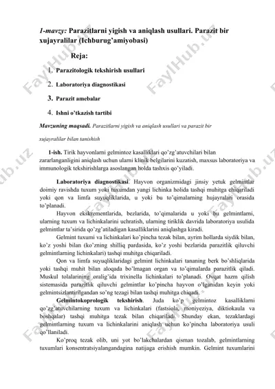 parazitlarni yigish va aniqlash usullari — DOC