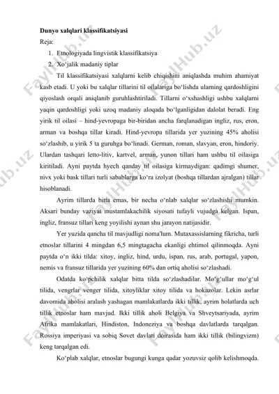 dunyo xalqlari klassifikatsiyasi — DOCX
