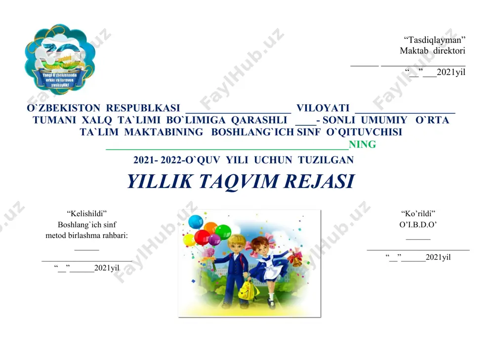 yillik taqvim rejasi - Page 2