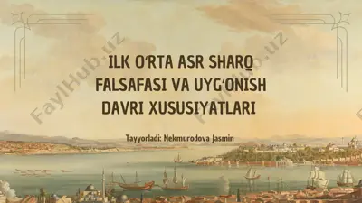 ilk oʻrta asr sharq falsafasi va uygʻonish davri xususiyatlari — PDF