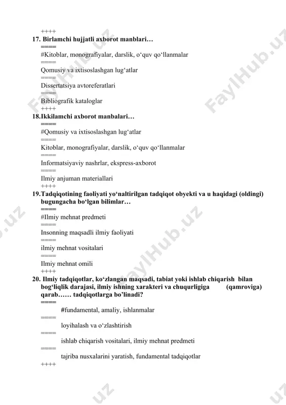 == tadqiqot samaradorligi ==== muammo ==== tadqiqot maqsadi ++++ 35. odatda ketgan xarajatlar bilan taqqoslanadi, tadqiqot natijasida olingan qo‘shimcha bilimlar bilan belgilanadigan ilmiy amaliy samaradorlik ajratilishi nima deyiladi? ==== #tadqiqot natijasi ==== baholash ==== tadqiqot samaradorligi ==== muammo ++++ 36. iqtisodiy samara bu… ==== #tadqiqot natijalarini amalga oshirish bilan ta’minlangan barcha xarajatlar turlarining qiymat bilan belgilangan ifodasi ==== tadqiqotning ijtimoiy natijalarini amalga oshirish ==== yangilik, soddalik, naflilik, ixchamlik, estetiklik ==== tadqiqot natijalarining iqtisodiyotga va menejment sotsiologiyasiga ta’siri ++++ 37. ijtimoiy samara bu… ==== #tadqiqotning ijtimoiy natijalarini amalga oshirish ==== tadqiqot natijalarini amalga oshirish bilan ta’minlangan barcha xarajatlar turlarining qiymat bilan belgilangan ifodasi ==== yangilik, soddalik, naflilik, ixchamlik, estetiklik ==== tadqiqot natijalarining iqtisodiyotga va menejment sotsiologiyasiga ta’siri ++++ 38. korxonani boshqarish tuzilmasi qanday turkumlardan iborat? ==== #ierarxik va organic ==== chiziqli-funksional, shtabli ==== chiziqli-shtabli, ratsional ==== chiziqli-shtabli, divisional ++++ 39. boshqaruv tuzilmalarining organik turkumining bir necha asosiy variantlari…. ==== #matritsali, loyihaviy, …