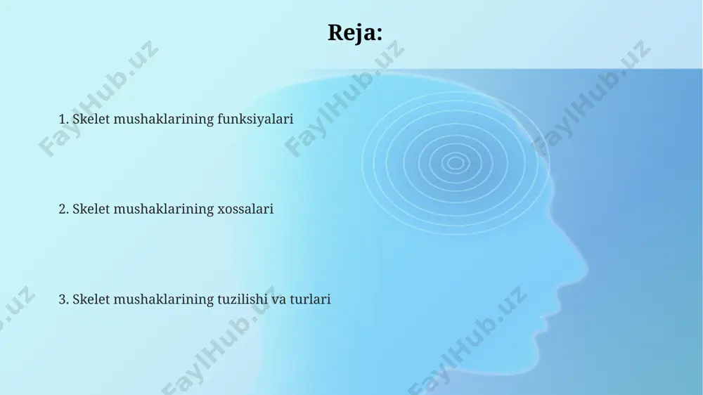 und ichida sodir bo'ladi. suyak mushaklarining shikastlanishlari suyak mushaklarining shikastlanishlarining 70% gacha qismi sport bilan shugʻullanish natijasida ro'y beradi, eng ko'p uchraydiganlari mushaklarning cho'zilishi va yirtilishi hisoblanadi. og'irlik ko'tarish yoki to'satdan harakatlar natijasida mushak tolalarining 1-3 darajali yirtilishi kuzatiladi, bu esa og'riq, shish va harakatlanish cheklanganligiga olib keladi. suyak mushaklarining tendinit (pay chalashuvi) kabi yallig'lanish jarayonlari 30-40 yosh oralig'ida ko'proq uchraydi va fizioterapiya, yallig'lanishga qarshi dorilar bilan davolanadi. suyak mushaklarining funksiyalari skelet mushaklarining asosiy vazifalaridan biri 206 ta suyakni bir-biriga bog'lash va harakatlantirish, tana holatini saqlash, turli xil harakatlarni bajarishda muhim rol o'ynaydi. suyak mushaklarining qisqarishi natijasida energiya sarflanadi, atp (adenozin trifosfat) energiya manbai sifatida ishlatiladi va bu jarayon tana haroratini saqlashga hissa qo'shadi. skelet mushaklari 600 dan ortiq mushak tolalaridan tashkil topgan bo'lib, ularning har biri tezlik, kuch va chidamlilik jihatidan farq qiladi, bu esa turli harakatlarning samarali bajarilishiga imkon beradi. nerv-mushak aloqasi har bir motor neyron bir nechta …