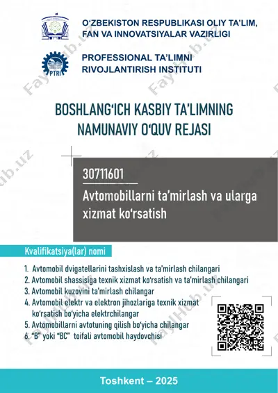 avtomobil ta'mirlash va xizmat ko'rsatish chilangari — PDF