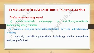 sertifikatsiyalashtirish va sertifikatlar — PPTX