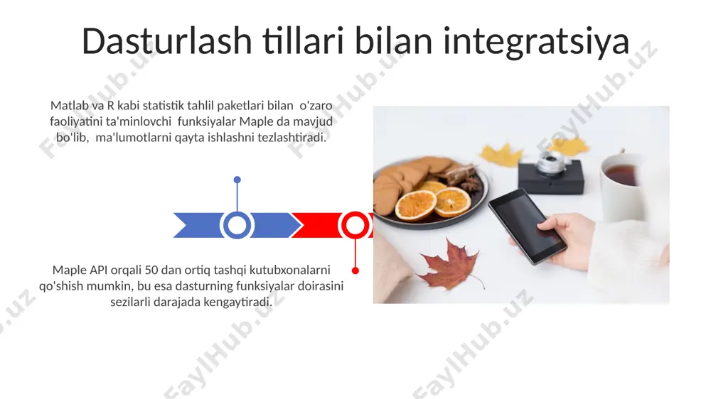 rga tezda kerakli funksiyalarni topish imkonini beradi. asosiy menyu 4 ta asosiy bo'limga bo'lingan bo'lib, har bir bo'limda 8-12 ta kichik menyu elementlari mavjud, bu esa dasturning barcha funksiyalariga osongina kirishni ta'minlaydi. xavfsizlik va himoya dastur, xavfsizlikni kuchaytirish uchun, har 72 soatda avtomatik ravishda ma'lumotlar bazasini zaxiralaydi va 3 ta alohida serverda saqlaydi. maple dasturiy ta'minoti 256-bit aes shifrlash algoritmini qo'llab, ma'lumotlarning ishonchli himoyasini ta'minlaydi, bu esa noqonuniy kirishdan samarali himoya qiladi. foydalanuvchi interfeysi foydalanuvchi interfeysi python va c++ kabi boshqa dasturlash tillari bilan integratsiyalashuvni ta'minlaydi, bu esa kengaytirilgan funksiyalarni qo'shish imkonini beradi. interfeys grafik elementlarning 2d va 3d vizualizatsiyasini qo'llab-quvvatlaydi, murakkab ma'lumotlarni samarali tahlil qilish imkoniyatini beradi. e'tiboringiz uchun rahmat @taqdimot_robot image4.jpg image5.jpg image6.jpg image7.jpg image8.jpg image9.jpg image10.jpg image11.jpg image12.jpg image13.jpg image14.jpg image15.jpg image1.jpeg image2.jpeg