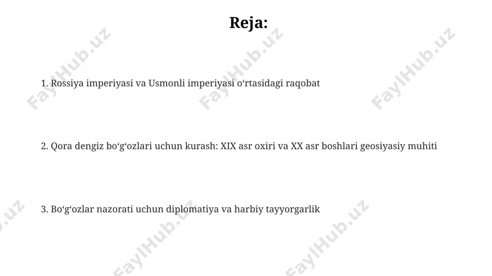 axminan 1880-1914 yillar orasida boʻgʻozlar atrofidagi harbiy qurollanishning kuchayishi va yirik davlatlarning strategik manfaatlarining toʻqnashuvi mintaqada keskinlikni yanada oshirdi, usmonlilarning nazoratini zaiflashtirdi. boʻgʻozlar ustidan nazoratni saqlab qolish uchun usmonlilar diplomatik manevrlarga, buyuk britaniya va germaniya kabi yevropa davlatlari bilan ittifoqlar tuzishga harakat qilishdi, ammo bu harakatlar cheklangan muvaffaqiyatga erishdi. pan-slavistik harakat va boʻgʻozlar pan-slavistik harakatning faolligi rossiya va avstro-vengriya imperiyalari oʻrtasidagi raqobatni kuchaytirdi, chunki ikkala imperiya ham bolqon yarim orolidagi taʼsir doiralarini kengaytirish va boʻgʻozlar ustidan nazoratni qoʻlga kiritishga intildilar. 19-asr oxiri va 20-asr boshlarida pan-slavistik gʻoyalar rossiya imperiyasining qora dengiz boʻgʻozlari ustidan nazorat oʻrnatish siyosatiga kuchli taʼsir koʻrsatib, bir qator harbiy va diplomatik mojarolarga sabab boʻldi. pan-slavistik harakatning asosiy maqsadlaridan biri bolqon yarim orolidagi slavyan xalqlarini rossiya imperiyasi yordamida usmonli imperiyasidan ozod qilish va ularning strategik ahamiyatga ega boʻlgan qora dengiz boʻgʻozlariga kirishini taʼminlash edi. birinchi jahon urushi va qora dengiz boʻgʻozlari birinchi jahon urushi davrida qora dengiz boʻgʻozlari …