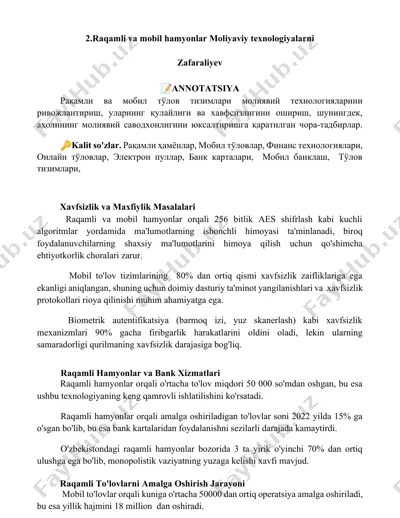 raqamli va mobil hamyonlar — DOCX