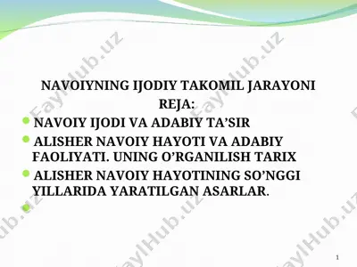 navoiyning ijodiy takomil jarayoni — PPT