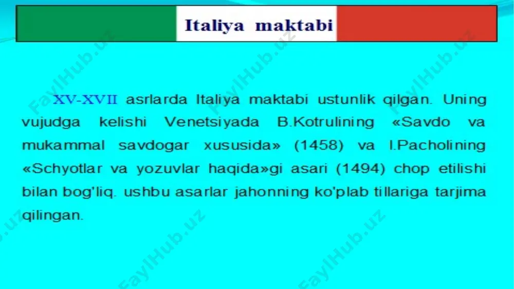 ilikning har qanday shaklidagi korxona xo`jalik faoliyatini yalpi uzluksiz va hujjatlarga asoslangan holda aks ettirish tizimidir. demak qat’iyan hujjatliligi yalpi, uzluksizligi ekanligi aniq qiymat bahosiga tayanish buxgalteriya hisobining farqlovchi xususiyati hisoblanadi. buxgalteriya hisobi uzluksizdir – chunki u kunma-kun yuritiladi va barcha xo`jalik xodisalari va jarayonlar yalpi tarzda qayd etadi. o`zbekiston respublikasida buxgalteriya hisobining 3ta turi mavjud byudjet bank xo`jalik yurituvchi subyektlar davlat korxonalari uzasbo bank tizimi iabs / nsi xususiy korxonalar va boshqalar 1c / 1uz hisob turlarida qo`llaniladigan o`lchov birliklari natura o`lchovlari: mehnat o`lchovi: pul o`lchovi: kg, m, l, dona sarflangan ish kuchi vaqti hisobi: daqiqa, soat, kun xo`jalik jarayonlari va vositvlarini yagona ulchovda (pulda) umumlashtirishda qo`llaniladi va uzb res milliy valyutasi so`mda yuritiladi. xo`jalik yurituvchi subyektlarda ( korxona, tashkilot ) yuritilayotgan hisob siyosati o`ziga xos prinsiplarga amal qilmog`i kerak. 1996 y 30 avgustdagi 279 – i sonli buxgalteriya hisobi to`g`risidagi uzb res qonunining 7- moddasiga ko`ra korxona muassasa …