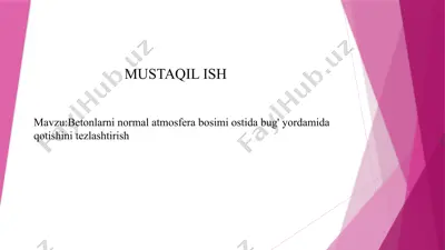 betonlarni normal atmosfera bosimi ostida qotish — PPTX