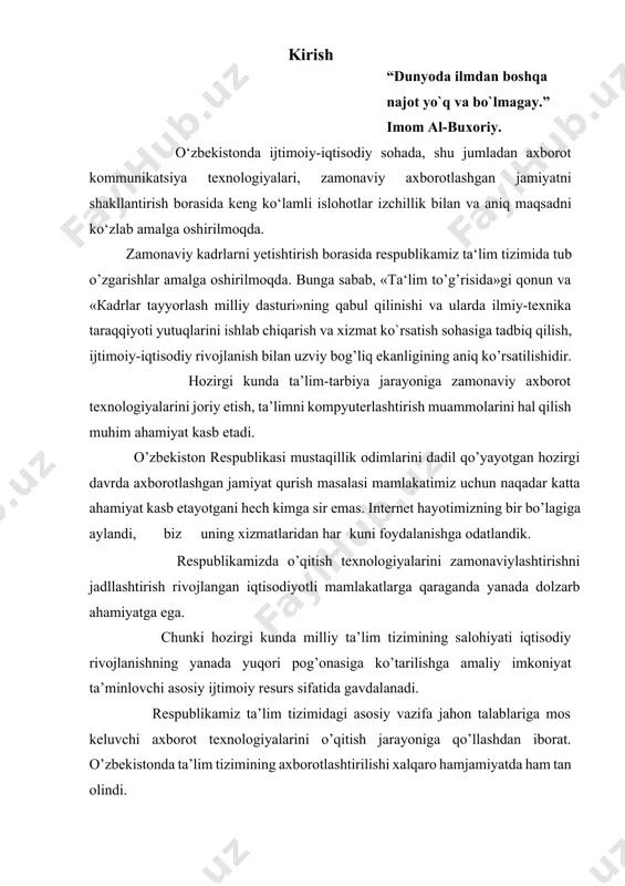 rs ishi mavzusining dolzarbligi: mavzuning dolzarbligi shundan iboratki, python bu umumiy maqsadli dasturlash uchun keng tarzda foydalaniladigan yuqori darajali dasturlash tili, chunki o'rganish oson va qulay sintaksisga ega. undan tashqari skriptli dasturlash tillariga kiradi. python dinamik tipizatsiyaga ega, obyektga yo'naltirilgan dasturlash, funksional dasturlash, strukturali, avtomatik xotirani boshqarish va albatta ko'p patokli dasturlash tillaridan biri. python har xil platformalar uchun yozilgan masalan windows, linux, mac osx, palm os, mac os va hokazo. python microsoft.net platformasi uchun yozilgan realizatsiyasi ham bor uni nomi ironpython. bugungi kunda dunyoga mashhur ko`plab kurs ishning maqsadi va vazifalari: python ([ˈpʌɪθ(ə)n] - payton, piton) — bu turli sohalar uchun yuqori darajadagi umumiy maqsadli dasturlash tili hisoblanadi. uning dizayn falsafasi muhim chekinishdan foydalangan holda kodning oʻqilishiga urgʻu beradi. uning til konstruksiyalari va obyektga yoʻnaltirilgan yondashuvi dasturchilarga kichik va yirik loyihalar uchun aniq, mantiqiy kod yozishda yordam berishga qaratilgan[4]. shuningdek python sunʼiy intellekt hamda maʼlumotlar muhandisiligi sohalarining tili hisoblanadi. …
