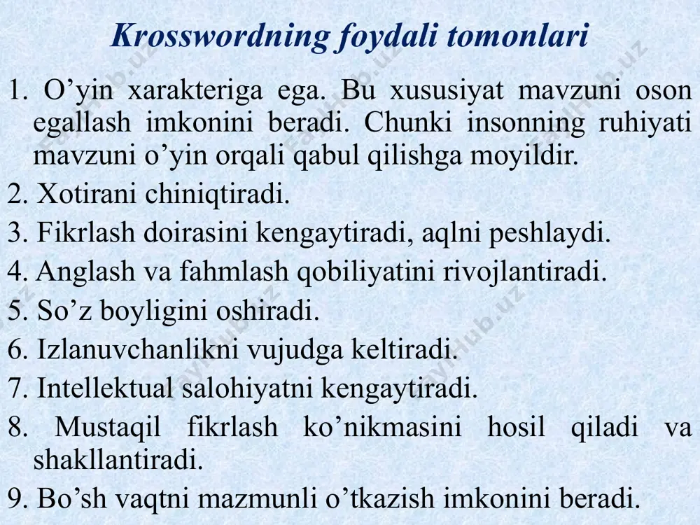 online krossvord tayyorlash texnologiyalari - Page 5