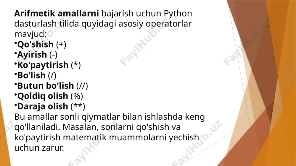 python dasturlash tilida arifmetik va mantiqiy amallar - Page 5