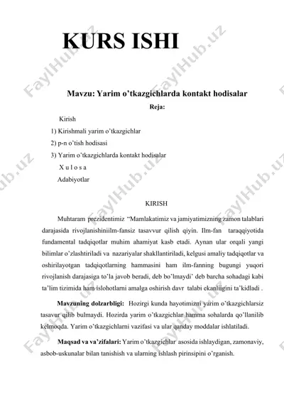 yarim o’tkazgichlarda kontakt hodisalar — DOCX