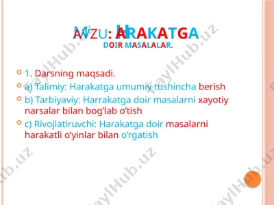 harakatga doir masalalar dars ishlanma — PPTX