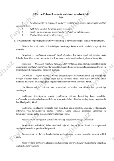 pedagogik dasturiy vositalarni loyhalashtirish — DOCX
