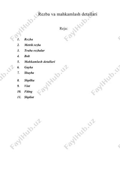 rezba va mahkamlash detallari — DOC