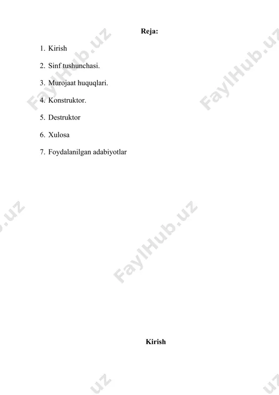 ngandan so'ng, keling, unga malakali ta'rif beramiz. c++ tilidagi darslarusullar, xususiyatlar, hali mavjud bo'lmagan ob'ektlarni tavsiflovchi abstraksiya. ob'ektlar o'ziga xos xususiyat va usullarga ega bo'lgan mavhumlikning aniq tasviridir. bitta sinf asosida yaratilgan ob'ektlar shu sinfning ega bo'lishi mumkin, ammo ular baribir bir xil sinf ob'ektlari bo'lib qoladi. biz har bir sinf qurilishi xususiyatlarini kerak bo'lganda batafsil ko'rib chiqamiz, ammo hozircha bu uchtasini eslab qoling. endi sinflarga qaytsak, avval sinf deklaratsiyasining tuzilishini ko'rib chiqamiz. 1 2 3 4 5 6 7 8 9 10 // объявление классов в с++ class /*имя класса*/ { private: /* список свойств и методов для использования внутри класса */ public: /* список методов доступных другим функциям и объектам программы */ protected: /*список средств, доступных при наследовании*/ }; sinf deklaratsiyasi ajratilgan sinf kalit so'zidan boshlanadi, undan keyin sinf nomi keladi. sinfning tanasi jingalak qavslar ichida e'lon qilinadi, 3 - 10 qatorlar va yopilgan qavsdan so'ng siz nuqta-vergul …