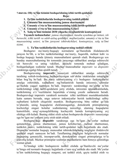 ta’lim tashkilotlarida boshqaruvning tashkil etilishi — DOC