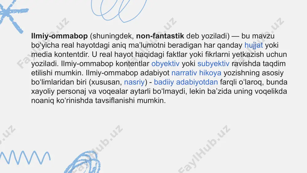hosil qilish zarur . shuningdek, ular oʻqilgan maqolalar haqida mushohada yuritish, ijtimoiy dolzarb mavzular mohiyatini anglashi maqsadga muvofiq. boshlangʻich sinf oʻqish kitoblarida tarixiy shaxslar, buyuk allomalar haqida alohida mavzularning bagʻishlangani diqqat sazovor albatta. shu bilan mazkur darsliklarda boshlangʻich sinf oʻquvchilarning yosh doirasi asosida turli xildagi mavzularga oid maqolalar alohida ahamiyatga ega. bunda darsliklarda keltirilgan tabiat mavzusiga bagʻishlangan maqolalar boshlangʻich sinf oʻquvchilarni tabiatdagi hodisalar, fasllar almashinuvi, oʻlkamizga kirib keladigan har bir faslning oʻziga xosligi, unda oʻtkaziladigan bayramlar tushuntiriladi. ilmiy –ommabop asarlarni oʻqish , oʻz navbatida , muhim va oʻziga xos faoliyat turi hisoblanadi. bunda oʻquvchilarning bilimi va dunyoqarashini kengaytiradi, kundalik hayotga faol munosabat uygʻotadi, u oʻquvchilarda keng qamrovli, dunyoqarash shakllanishini, tarixiy voqelarga toʻgʻri munosabat bildirishni tarbiyalaydi. vatanimizning buyuk oʻtmishi, ajdodlarimizning vatan va xalq uchun fidoyiliklar haqidagi ilmiy ommabop maqolalar oʻquvchilarga ma’rifiy saboq berdi. boshlangʻich sinf oʻqish kitoblarining yangi nashrlaridagi oʻziga xos xususiyatlaridan biri ularda ilmiy-ommabop matn va maqolalarning koʻplab berilishidadir. jumladan, …