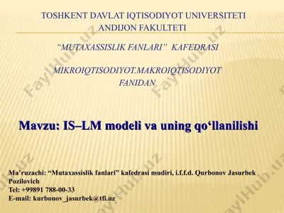 is–lm modeli va uning qo‘llanilishi — PPTX