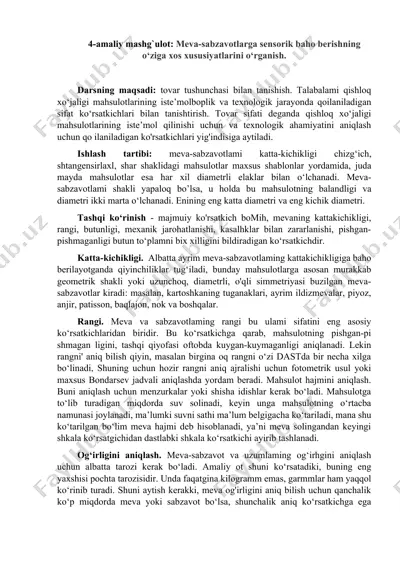 meva-sabzavotlarga sensorik baho berish — DOCX