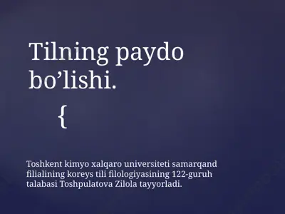 tilning paydo bo’lishi — PPTX
