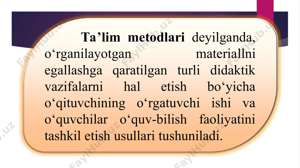 r kо‘proq tabiiy fanlar asoslarini о‘rganishda qо‘llaniladi. о‘quvchilarda asbob-uskunalar bilan ish kо‘rish, о‘lchash ishlarini amalga oshirish va ularning natijalariga ishlov berish kabi kо‘nikmalarini shakllantiradi amaliy ishlar metodlarining turlari mashq amaliy ishlar laboratoriya