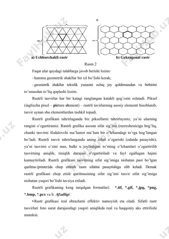 shi insonni ajablantiradi. bunday hodisa va jarayonlarni kompyuterda modellashtirish, ularning formula asosida qonuniyatlarini topish bir qarashda matematik yechimga ega emasday ko’rinadi, lekin yechimi oddiydan murakkablikka prinsipi asosida yaratiladi. yuqorida keltirilgan misollarda agar diqqat bilan e’tibor qaratsangiz oddiy bir element, aytaylik bir dona qor parchasi xuddi shunga o’xshash (katta yoki kichik, holati, rangi o’zgargan) boshqa bir element bilan takrorlanadi. bunday o’xshash to’plamlar fraktal to’plamlar deb nomlanadi. fraktallar bizga oddiy geometriyadan ma’lum bo’lgan figuralarga o’xshamaydi va ma’lum bir algoritmlar asosida quriladi. fraktal grafikasida asosiy ob’ekt bu geometrik figura emas, balki matematik formuladir. formuladagi koeffitsientlarni o’zgartirish asosida mutlaqo boshqa bir kompozitsiyalarni yaratish mumkin bo’ladi. umuman oddiy qilib aytganda fraktallar – bu dastlabki figuraga nisbattan ko’p marta qo’llanilgan ma’lum bir almashtirish va o’zgartirishlar demakdir. dastlabki fraktal geometriyasi g’oyalari xix asrlarda vujudga kelgan. kantor oddiy rekursiv (qaytariladigan) funktsiya orqali chiziqni chiziqlar to’plamiga olib keldi, keyinchalik esa benua mandel’brot fraktal geometriyasiga asos soldi va fraktal iborasini …