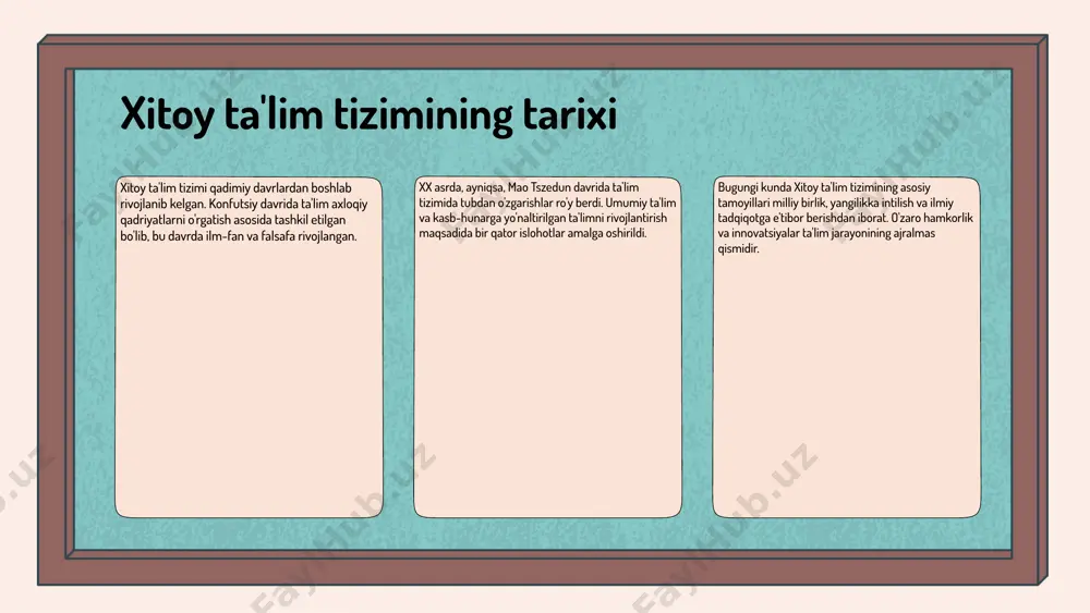 va o'quvchilarning ta'limga bo'lgan qiziqishi ta'lim tizimining muvaffaqiyatini belgilovchi asosiy omillardir. kelajakda ta'lim trendlari yangi ta'lim metodlari: kelajakda ta'lim metodlarida o'zgarishlar kutilmoqda. interaktiv o'qitish, onlayn platformalar va gamifikatsiya kabi innovatsion usullar nafaqat o'quvchilarni jalb qiladi, balki ta'lim sifatini ham oshiradi. tahlil: o'qitish jarayonida texnologiyalar va individual yondashuvlar muhim rol o'ynaydi. masalan, virtual haqiqat va sun'iy intellekt yordamida o'quvchilar uchun maxsus ta'lim dasturlari ishlab chiqilmoqda. misollar: dunyoda ko'plab universitetlar innovatsion ta'lim metodlarini tatbiq etmoqda, masalan, mit va stanford universitetlarida interaktiv darslar va masofaviy o'qitish kurslari mavjud. ta'lim va iqtisodiyot: ta'lim iqtisodiy rivojlanish uchun muhim omil hisoblanadi. ta'lim darajasi yuqori bo'lgan mamlakatlarda iqtisodiy o'sish ko'rsatkichlari yuqori bo'ladi. faktlar: o'quvchilar ta'lim olishda har 1% oshganida, mamlakat iqtisodiyoti 0.5% o'sadi. statistikalar: statistik ma'lumotlarga ko'ra, ta'lim darajasi va iqtisodiy o'sish o'rtasidagi bog'liqlik aniq ko'rinadi. oecd ma'lumotlariga ko'ra, yuqori ta'limga ega bo'lgan mamlakatlar iqtisodiy o'sishda raqobatbardosh. global ta'lim tendensiyalari: xitoy ta'lim tizimidagi global ta'sirlar muhim ahamiyatga …