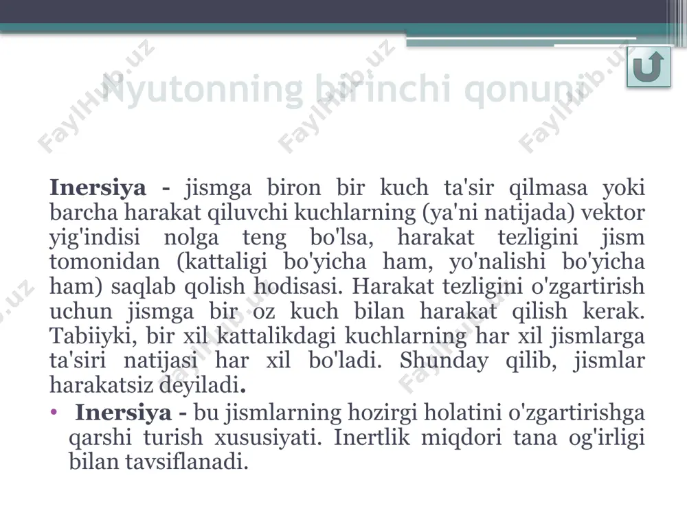 nyutonning birinchi qonuni - Page 5