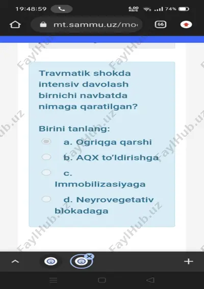 travmatik shok davolash taktikasi — PDF