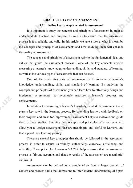 c assessment is often referred to in any discussion of assessment and can be thought of as an examination of student performance and understanding on significant tasks that have relevancy to the student's life inside and outside of the classroom. assessment as component of the curriculum, continuous assessment for learning, and the importance of feedback and comments in assessed work. in the first section, assessment as essential components and pillar in the operation and implementation of curriculum intentions is emphasized. the second section focuses on continuous assessment for learning. continuous assessment involves assessment procedures designed to serve the purpose of promoting and enhancing students' learning. in the section, assessment as a means of curriculum operation and experience in everyday classroom context is also discussed. moreover, the section focuses on roles of course instructor in integrating assessment with everyday classroom instruction, and in facilitating appropriate learning environments. assessment without feedback and …