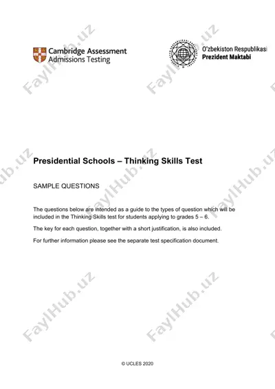 presidential schools – thinking skills test — PDF