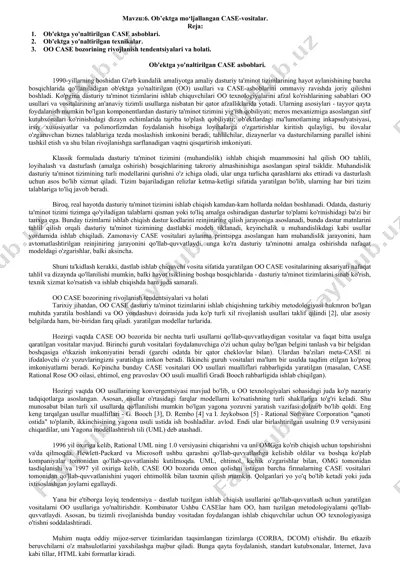 ob'ektga yo'naltirilgan case-vositalar — DOCX