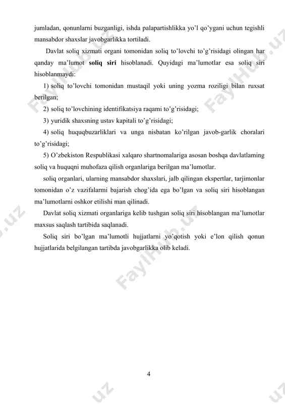 uhga bo’lish mumkin: 1. dastlabki nazorat (reja-prognozlar tuzish, ma’lumotlar yig’ish va boshqalar). 2. joriy nazorat (moliya, soliq hisobotlarini tekshirish, rejalar bajarishini tahlil qilish va boshqalar). 3. so’nggi nazorat (joylarga borib tekshirishlar o’tkazish, audit, inventarizatsiya va har xil reviziyalar o’tkazish). bajarish muddatlariga ko’ra nazorat tezkor (operativ) va davriy turlarga bo’linadi: tezkor nazorat hisobot oyi ichida nazorat qilinadigan jarayon, operatsiya va xatti-harakat tugaganidan sqng uning sifat va miqdor tavsifiga muvofiq bajariladigan tekshirishdan iborat-dir. rejadagi, tezkor-texnik, statistika va buxgalteriya axboroti tezkor nazorat uchun ma’lumot manbai bo’lib xizmat qiladi. davriy nazorat muayyan hisobot davri uchun rejalar, me’yorlar, birlamchi hujjatlar, ishlab chiqarish, moddiy va boshqa hisobotlar ma’lumotlari, hisob registrlari, hisobotlar va boshqa manbalardagi yozuvlar bo’yicha tekshirishdir. qonunchilik, shu jumladan, soliq qonunlari talablariga rioya etilayotganini, xo’jalik operatsiyalari va jarayonlari to’g’ri, o’z vaqtida va maqsadga muvoflq olib borilayotganini aniqlash, tekshirilayotgan ob’ekt (yuridik, jismoniy, mansabdor shaxs) ishidagi qonunbuzarliklar va kamchiliklarni ochib tashlash va ularni bartaraf etish choralarini ko’rish …
