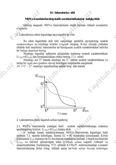 mdya tranzistorlarning statik xarakteristikalarini tadqiq etish — PDF