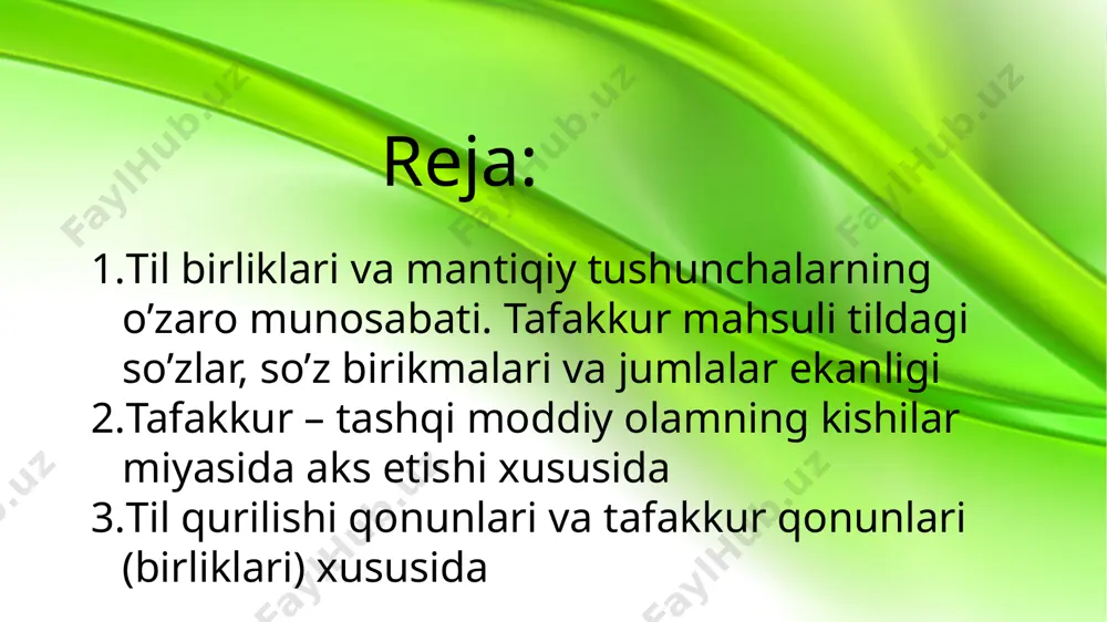 i soʻzning shaklini hosil qilish uchun xizmat qiladigan lisoniy birlik. morfemalar oʻzbek tilida, asosan, affiks (qoʻshimcha) holatida boʻladi. adabiyotlar ro‘yxati: abduazizov a. tilshunoslik nazariyasiga kirish. – toshkent. 2010 irisqulov i. tilshunoslikka kirish. – toshkent. 2009 rasulov r. umumiy tilshunoslik.. – toshkent , 2013 e’tiboringiz uchun tashakkur image3.jpeg image4.png image5.jpeg image6.jpeg image7.jpeg image8.jpeg image9.jpeg image10.jpeg image11.jpeg image12.jpeg image13.jpeg image14.jpeg image15.jpeg image1.png /docprops/thumbnail.jpeg